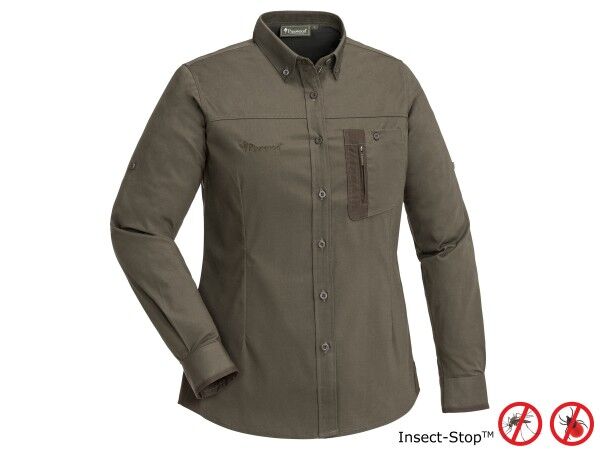 Pinewood Tiveden TC-Stretch Damenbluse Insect-Stop (Oliv/Brown)
