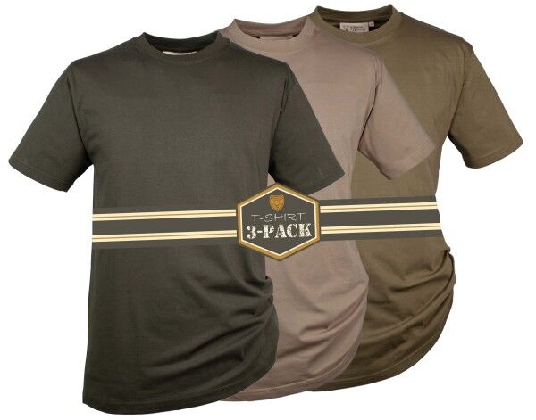 Hubertus T-Shirt 3er-Pack (oliv/schilf/beige) Gr. 6XL